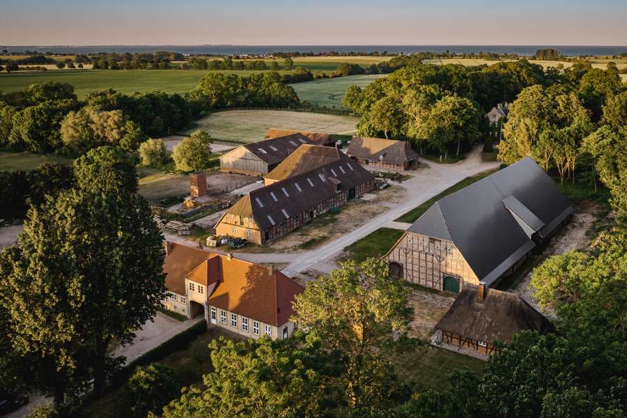 Beautiful roof construction comes to life with rib sheets, Gut Godderstorf, 23779 Neukirchen, Germany